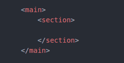 בתוך תגית ה main נכנס התוכן הראשי של העמוד. תגית ה section מרכזת בתוכה אלמנט או מספר אלמנטים הנמצאים תחת אותו הנושא