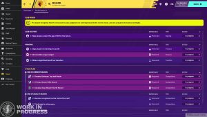 חזון המועדון - אחד מהמסכים החדשים בכותר ה- Football manager 2020